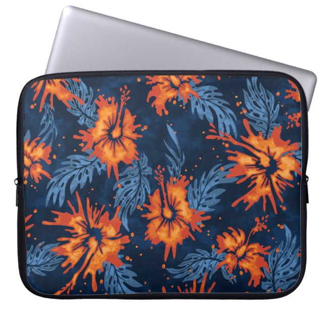 Färgat Hibiscus Hawaiian Neoprene Wetdräe Laptop Sleeve (Framsidan)