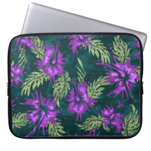 Färgat Hibiscus Hawaiian Neoprene Wetdräe Laptop Sleeve