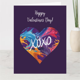 Färgat hjärta XOXO-Lila- Kort