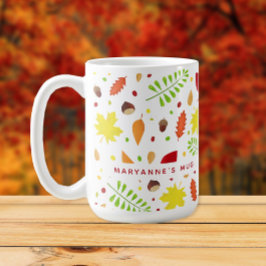Färgat höst löv eget namn kaffemugg