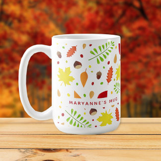 Färgat höst löv eget namn kaffemugg