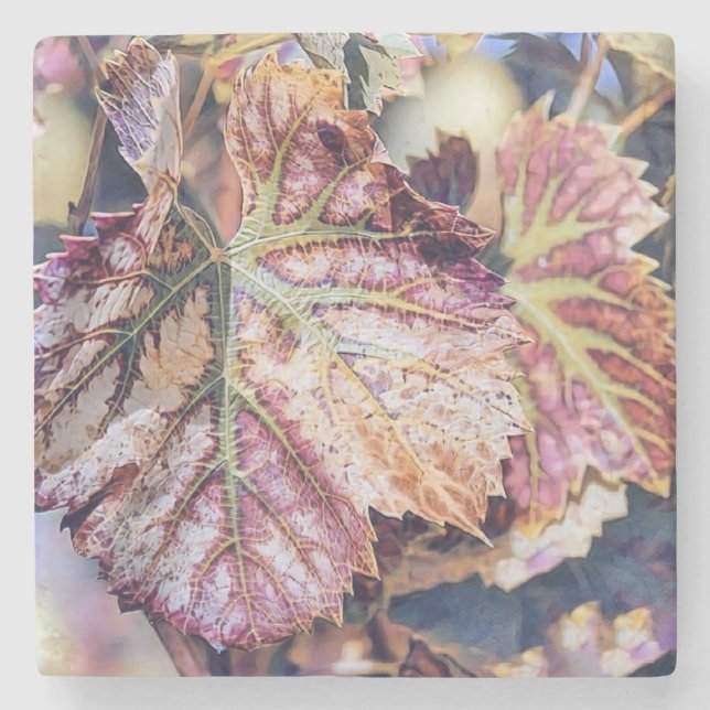 Färgat Höst löv med höst färger vattenfärg Stenunderlägg (Framsidan)