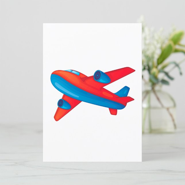 Färgat Jet-flygplan Röd och blå Flygplan Inbjudningar (Skapare uppladdad)