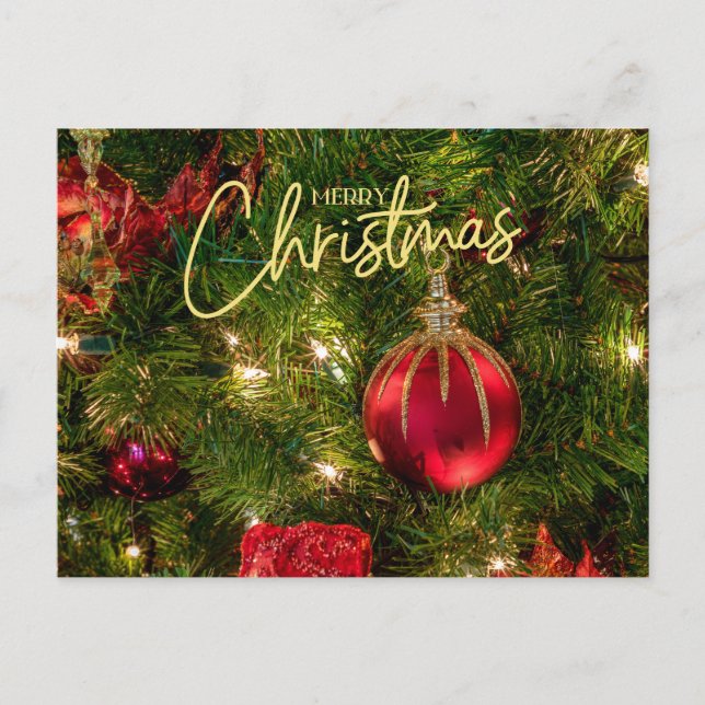 Färgat Julgran och ornament Helg Vykort (Framsida)