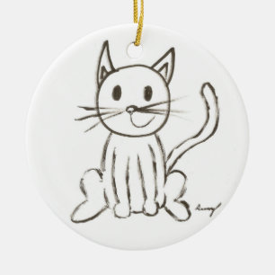 Färgat Kattunge-ornament - blått Julgransprydnad Keramik