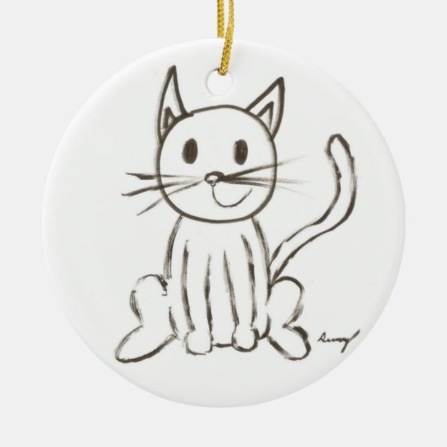 Färgat Kattunge-ornament - blått Julgransprydnad Keramik (Framsidan)