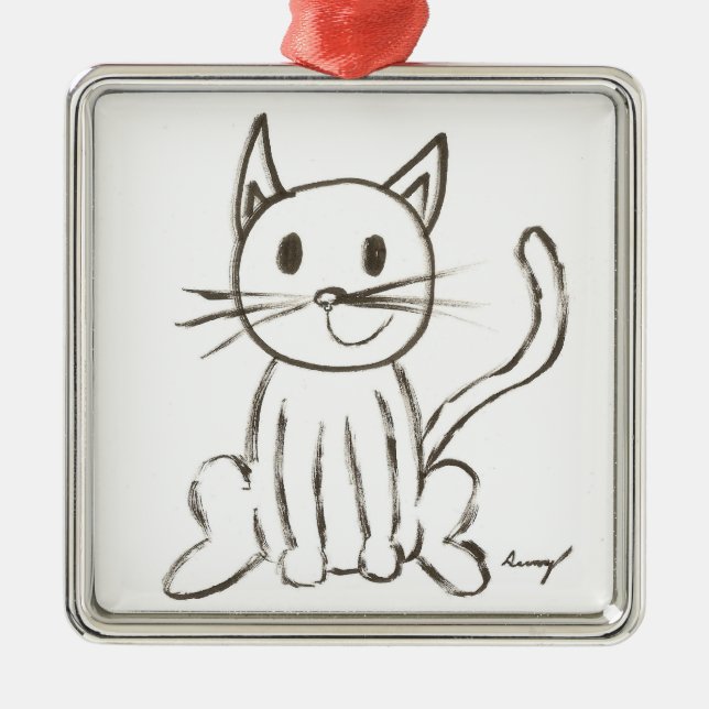 Färgat Kattunge-ornament Julgransprydnad Metall (Framsidan)