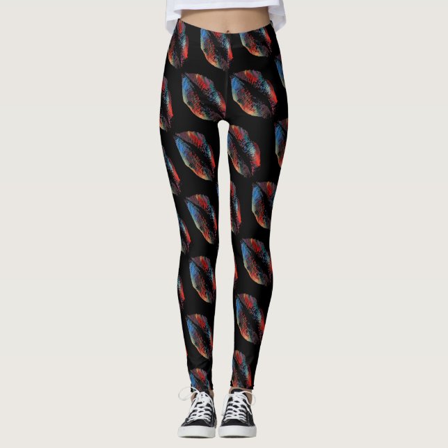Färgat Läppar Modern Black #7 Leggings (Framsida)