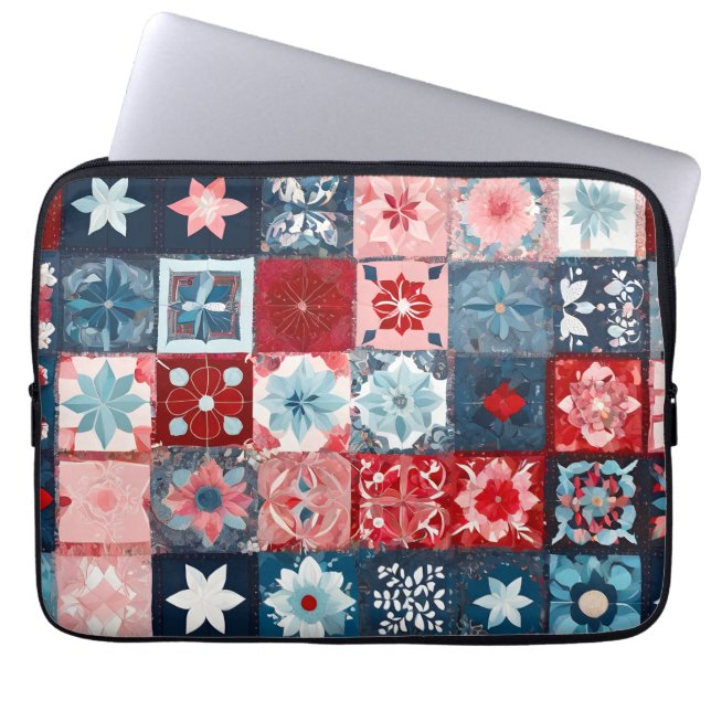 Färgat lappverk Bärbar dator med Quilt Art Fodral (Framsidan)