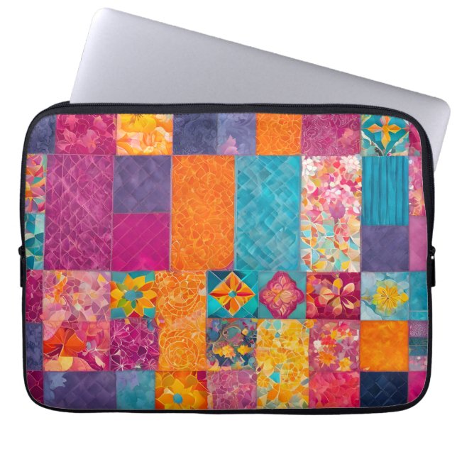 Färgat lappverk Bärbar dator med Quilt Art Fodral (Framsidan)