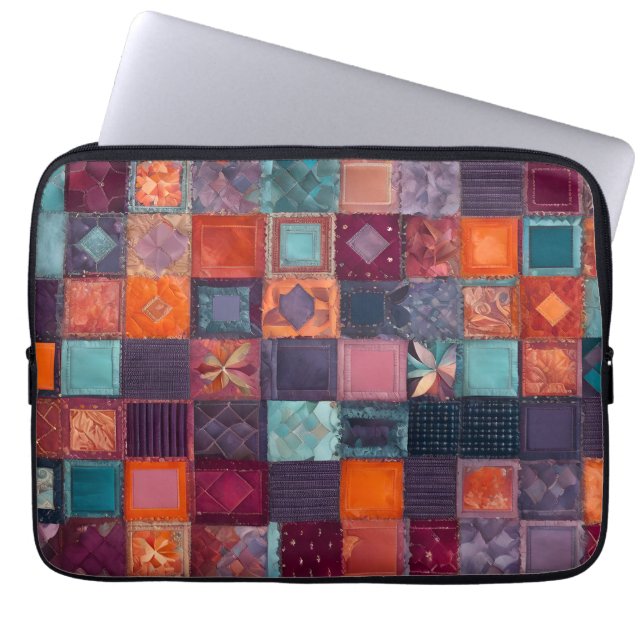 Färgat lappverk Bärbar dator med Quilt Art Fodral (Framsidan)