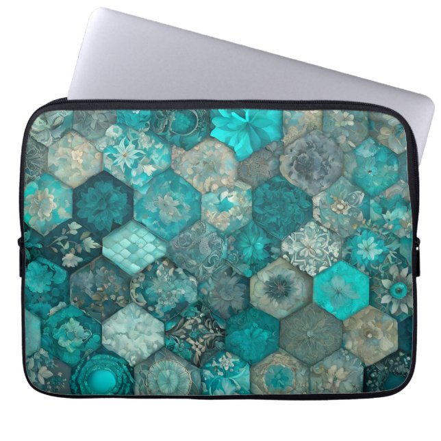 Färgat lappverk Bärbar dator med Quilt Art Fodral (Framsidan)