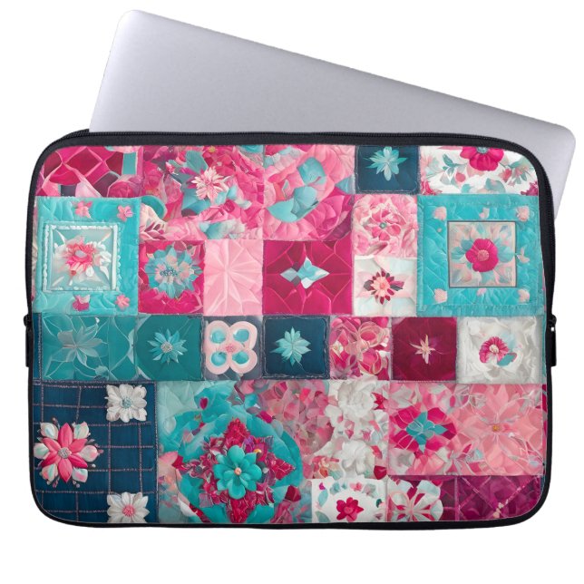 Färgat lappverk Bärbar dator med Quilt Art Fodral (Framsidan)
