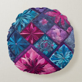 Färgat lappverk Quilt Art Round Dekorativ kudde