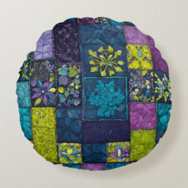 Färgat lappverk Quilt Art Round Dekorativ kudde