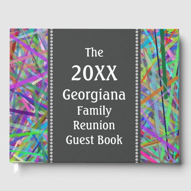 Färgat Linjer Family Reunion Guest Bok (Framsida)