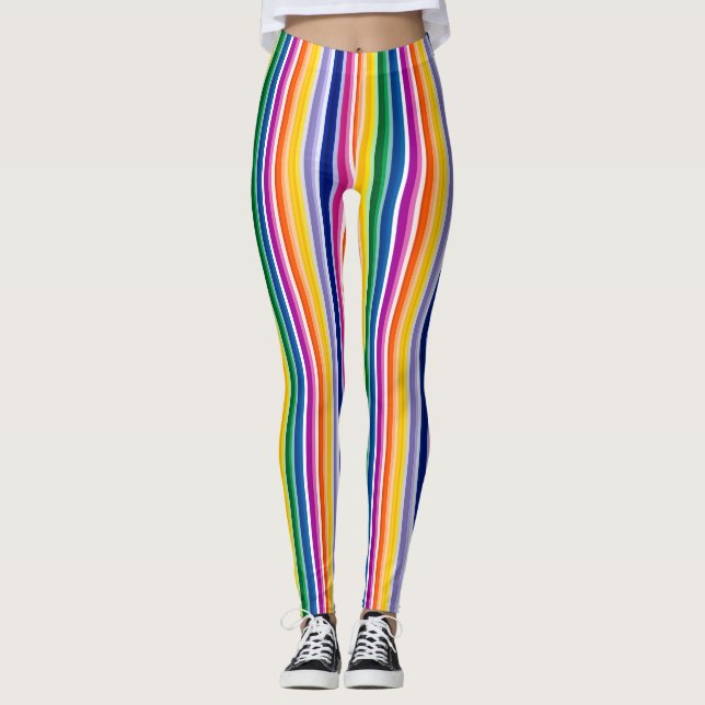 Färgat Lodrät Rand Design Leggings (Framsida)