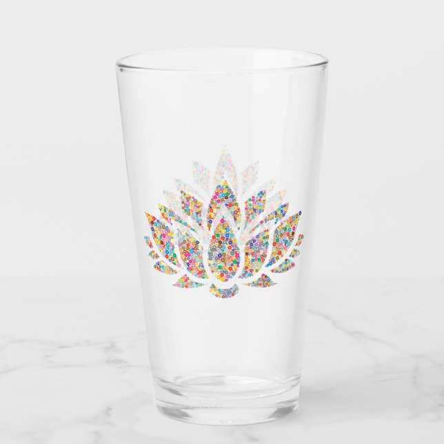 Färgat Lotus Flower Design Drinking Glass Glaskopp (Framsida)