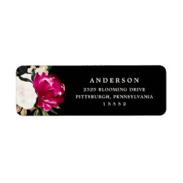 Färgat Magnolia på Black | BRÖLLOP Returadress Etikett