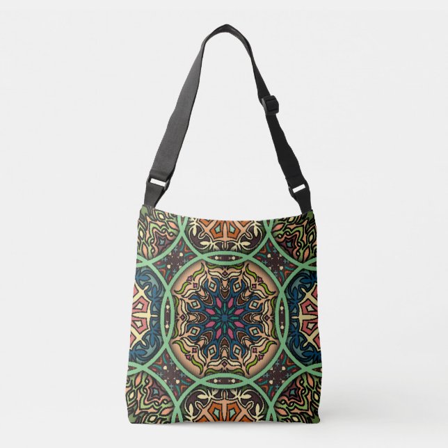 Färgat Mandala: Vintage Blommigt Hand plockade Axelväska (Framsida)
