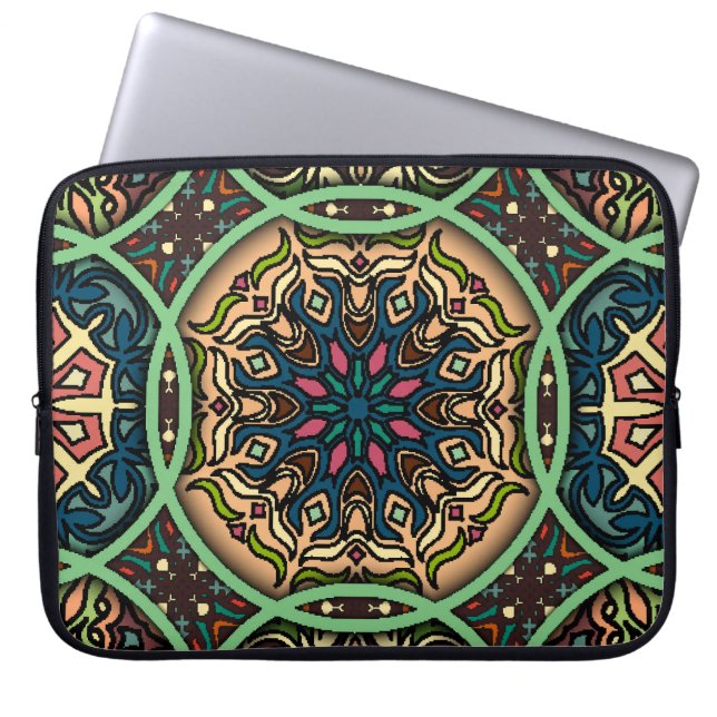 Färgat Mandala: Vintage Blommigt Hand plockade Laptop Fodral (Framsidan)