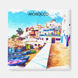 Färgat Marocko Travel Watercolor Magnet