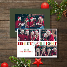 Färgat merry- och Bright Jul-fotokort