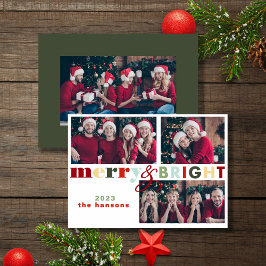 Färgat merry- och Bright Jul-fotokort Inbjudningar