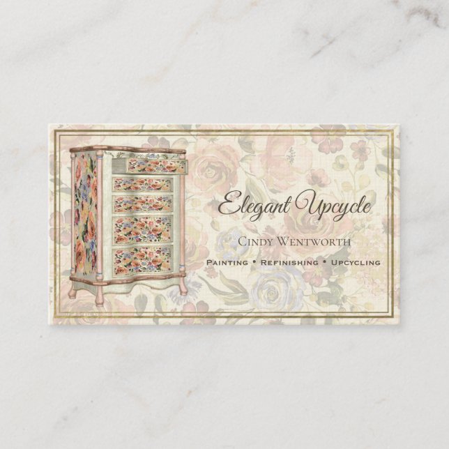 Färgat möbler Blommigt för färdigbearbetning av mö Visitkort (Framsida)