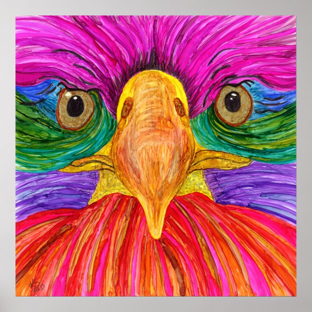Färgat Örn Poster 24 x 24 tum (Framsidan)