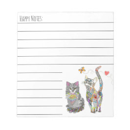 Färgat Pastel Cat och Kitten-Anteckningsblock Anteckningsblock