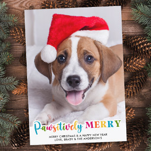 Färgat Pawsitively Merry Anpassningsbar Pet Hund P Julkort
