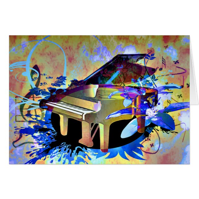 Färgat piano för funky Digital Hälsningskort (Framsidan Horizontal)