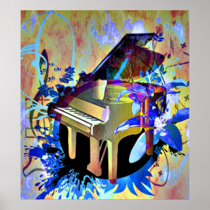 Färgat piano för funky Digital Poster