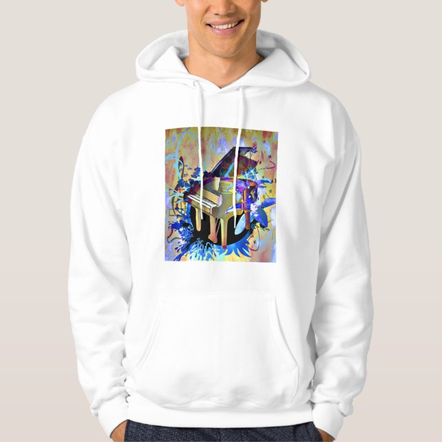 Färgat piano för funky Digital Sweatshirt Med Luva (Framsida)