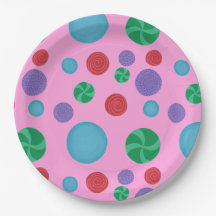 Färgat Polka dots Firande Pappra Tallrikar