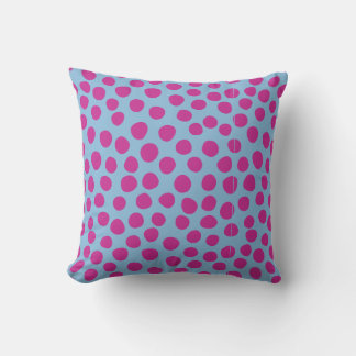 Färgat Polka dots Light Blue Fuchsia Rosa Kudde