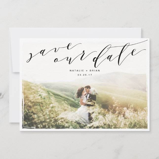 Färgat Ram Geometric Save the Date Card Spara Datumet (Framsida)