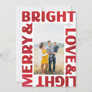 Färgat Red Merry och Bright Kärlek n Light Helgdag Julkort