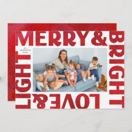 Färgat Red Merry och Bright Kärlek n Light Helgdag Julkort