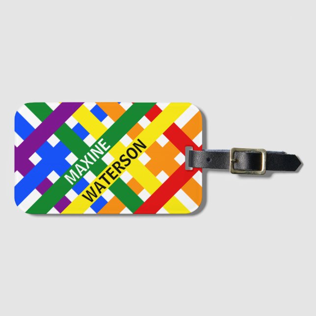 Färgat regnbåge diagonalt Rand Vågrät Namn Bagagebricka (Framsida horisontal)