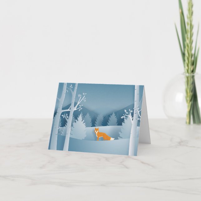 Färgat Röd räv i vinter Anteckningskort (Framsida)