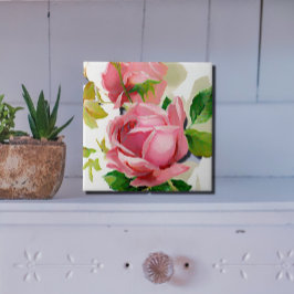 Färgat Rosa ros i Vintage stil Kakelplatta