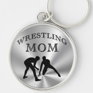 Färgat silver brottas mammagåvor Keychains Rund Silverfärgad Nyckelring