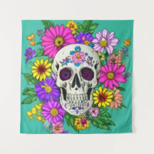 färgat skalle med blommor