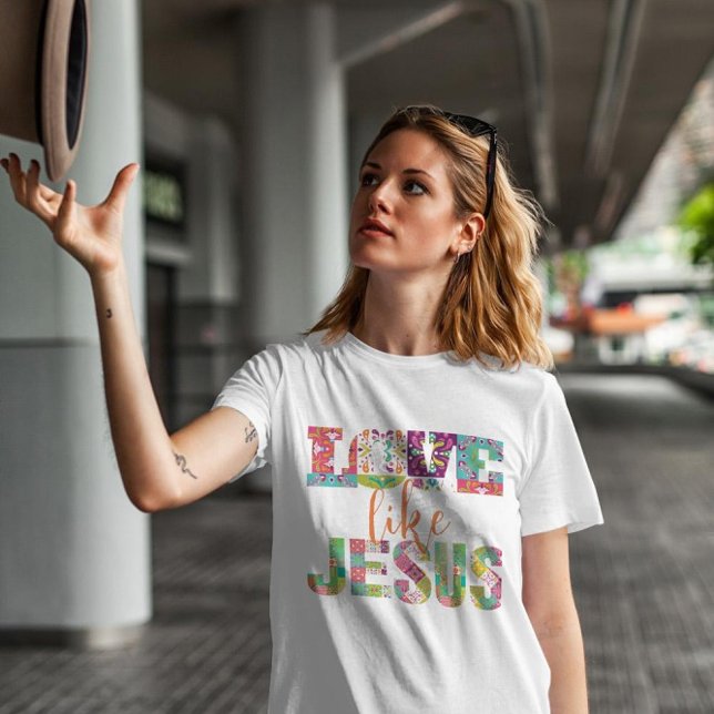 Färgat skript Kärlek som Jesus T Shirt (Skapare uppladdad)
