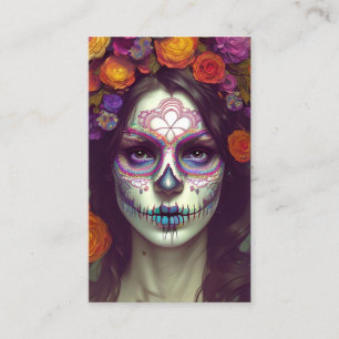 Färgat Snöre-socker Skull Porträtt Visitkort