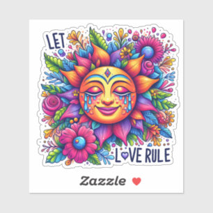 Färgat Sol med Blommigt motifs Klistermärken