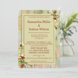 Färgat stängsel med Vår blommor Bröllop Inbjudningar