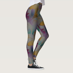 Färgat struktur med små, röta geometriska former leggings